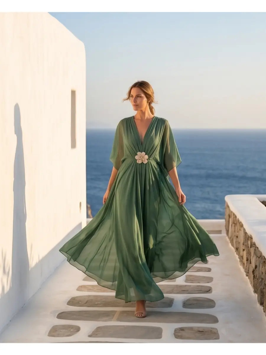 Φόρεμα maxi olive - M/L
