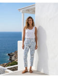 Παντελόνι εμπριμέ crop - M