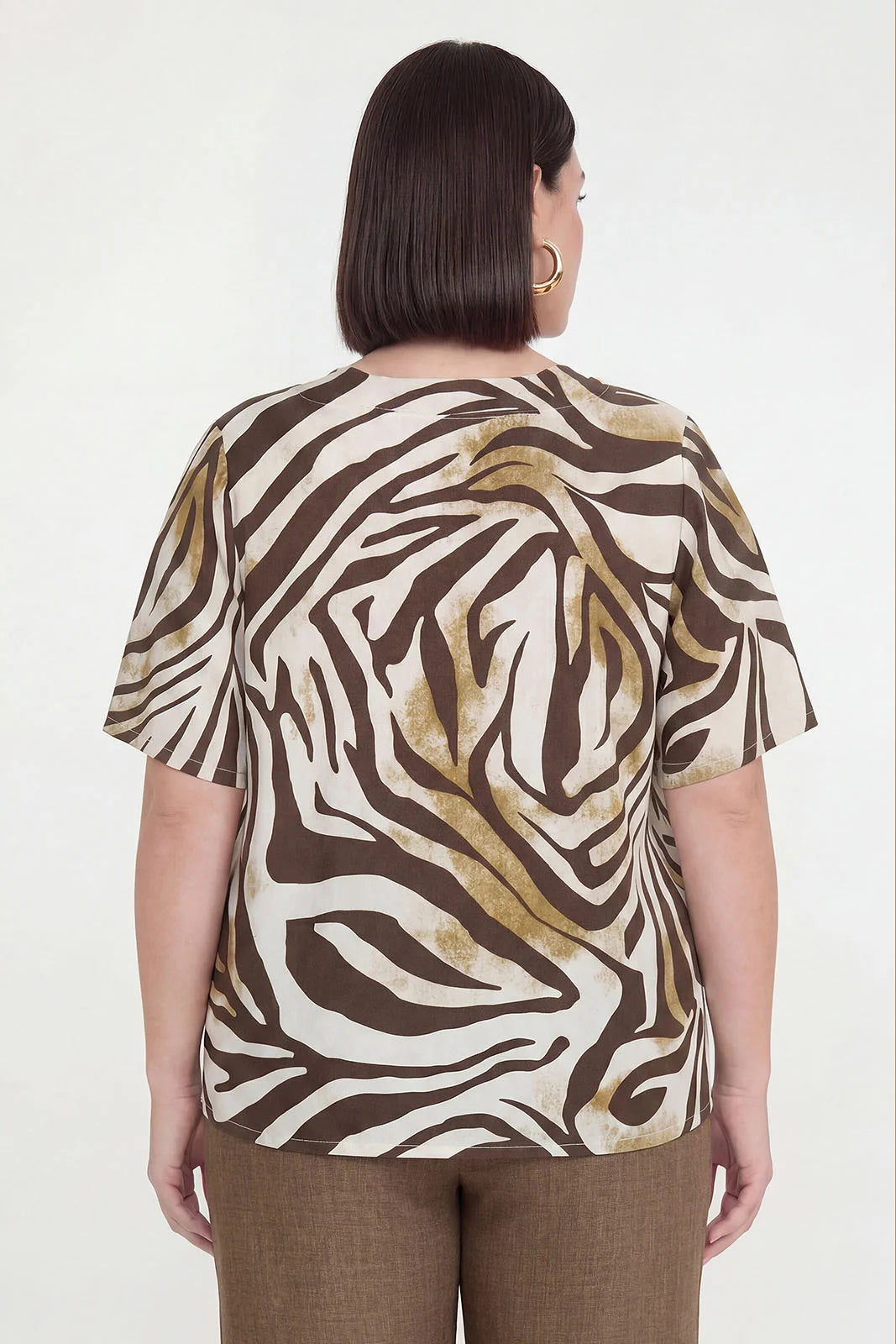 Μπλούζα animal print καφέ - 3
