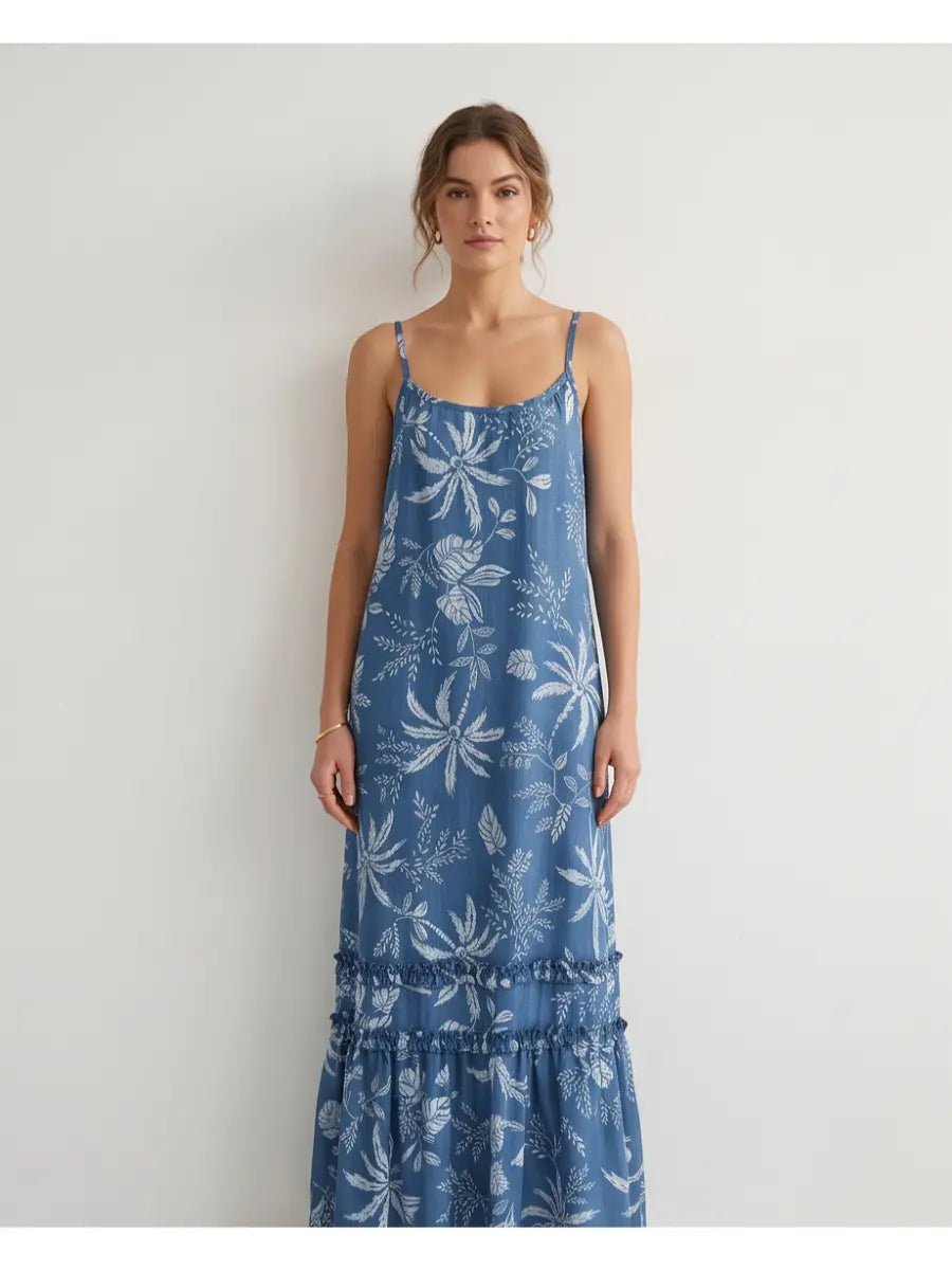 Φόρεμα με τιράντα εμπριμέ - L/XL