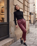 Παντελόνι μπορντό eco leather - S