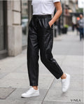 Παντελόνι μαύρο eco leather - S