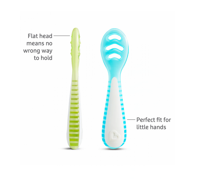 Munchkin  3PK GENTLE DIP SELF-FEEDING SPOON (BLUE-GRN)  90262