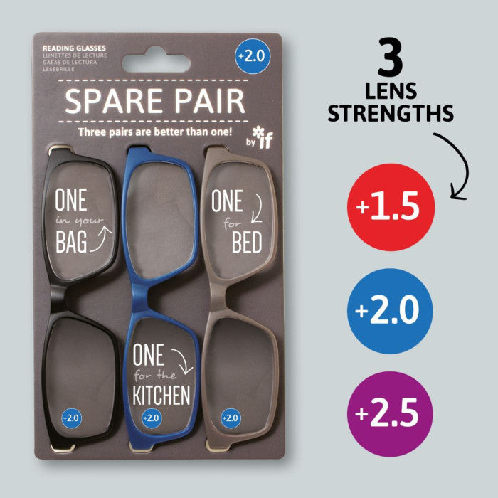 ΓΥΑΛΙΑ ΠΡΕΣΒΥΩΠΙΑΣ ΣΕΤ 3ΤΕΜ IF SPARE PAIR +2,5 μπλε, γκρι, μαύρο