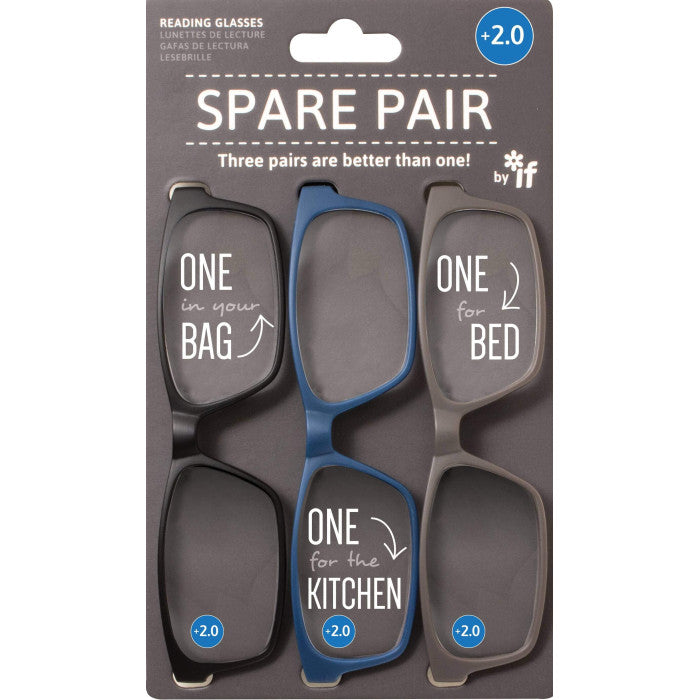 ΓΥΑΛΙΑ ΠΡΕΣΒΥΩΠΙΑΣ ΣΕΤ 3ΤΕΜ IF SPARE PAIR +2,0 μπλε, γκρι, μαύρο