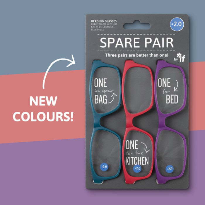 ΓΥΑΛΙΑ ΠΡΕΣΒΥΩΠΙΑΣ ΣΕΤ 3ΤΕΜ IF SPARE PAIR +2,0 κόκκινο, μωβ, πετρόλ