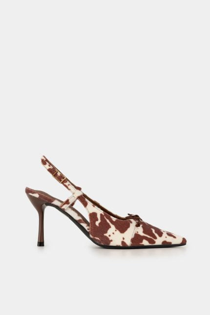 Γόβες Selena slingback cow print με φιόγκο