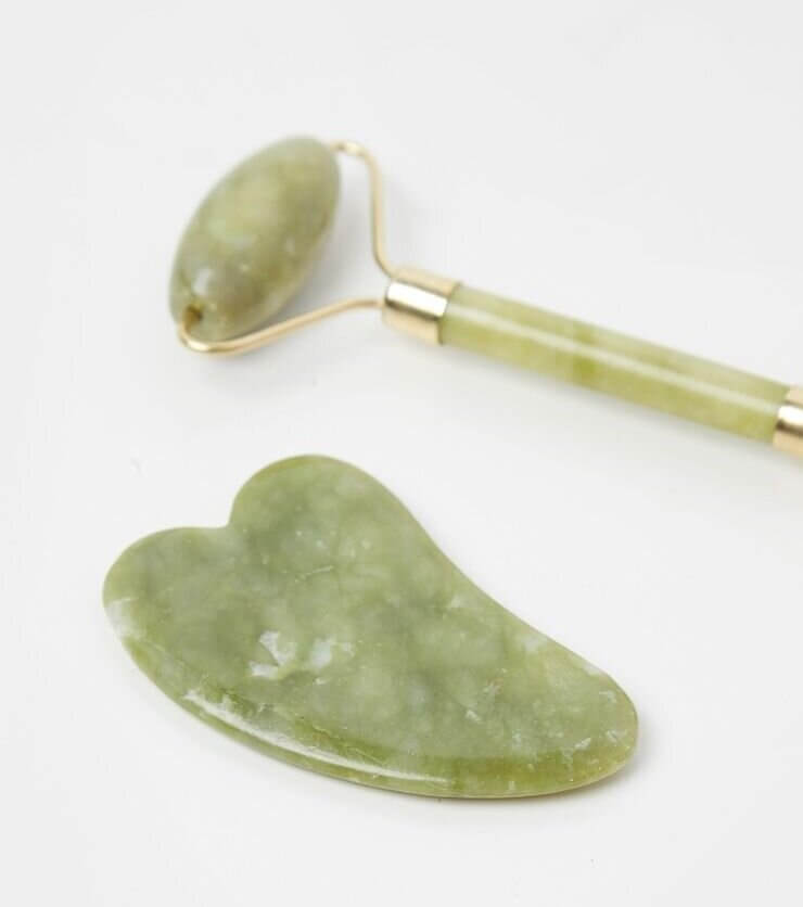 Σετ μασαζ προσώπου για αντιγήρανση Jade Roller &amp; Gua Sha