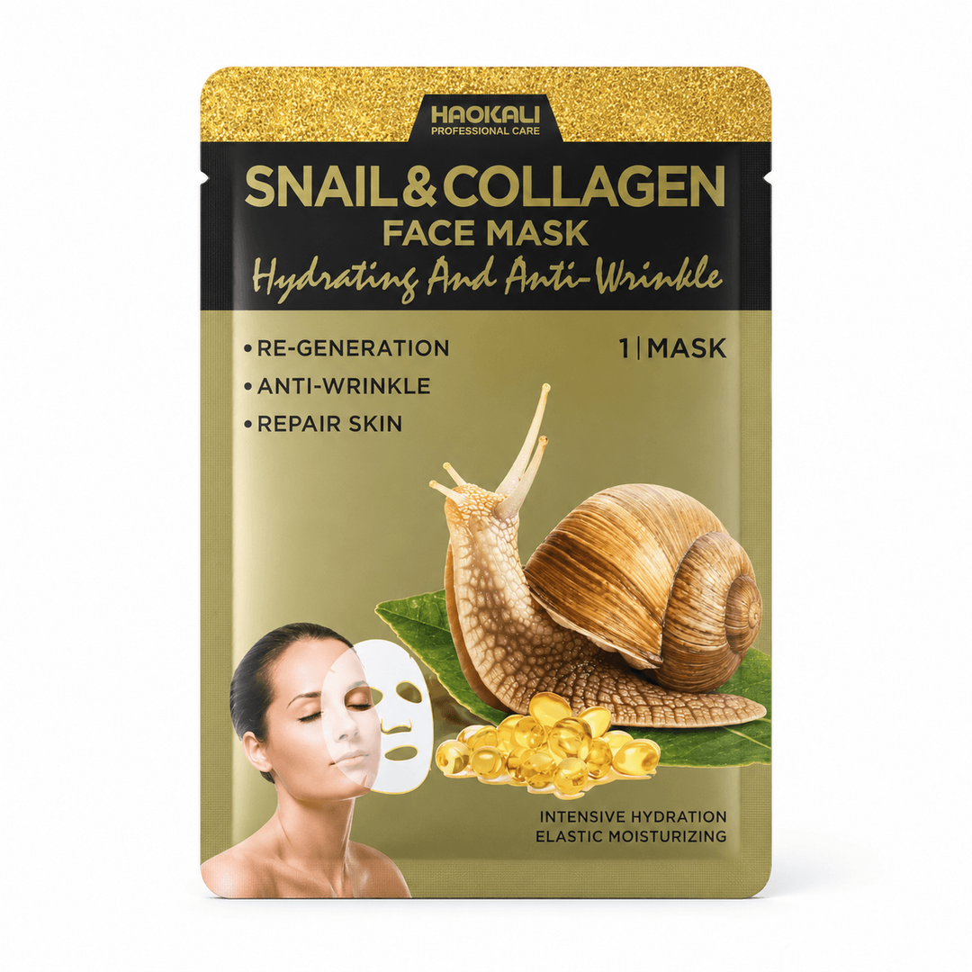 Haokali Professional Care | Snail & Collagen | Hydrating Anti-Wrinkle Face Sheet Mask | Firming & Repairing Care | 1 Mask | HASCFM