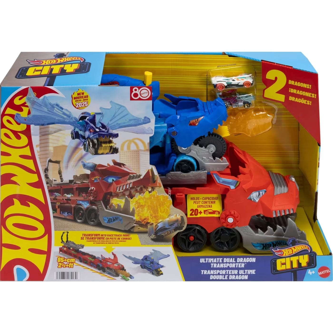 Mattel Hot Wheels Hw City – Απόλυτη Νταλίκα Με Διπλό Δράκο JBM72