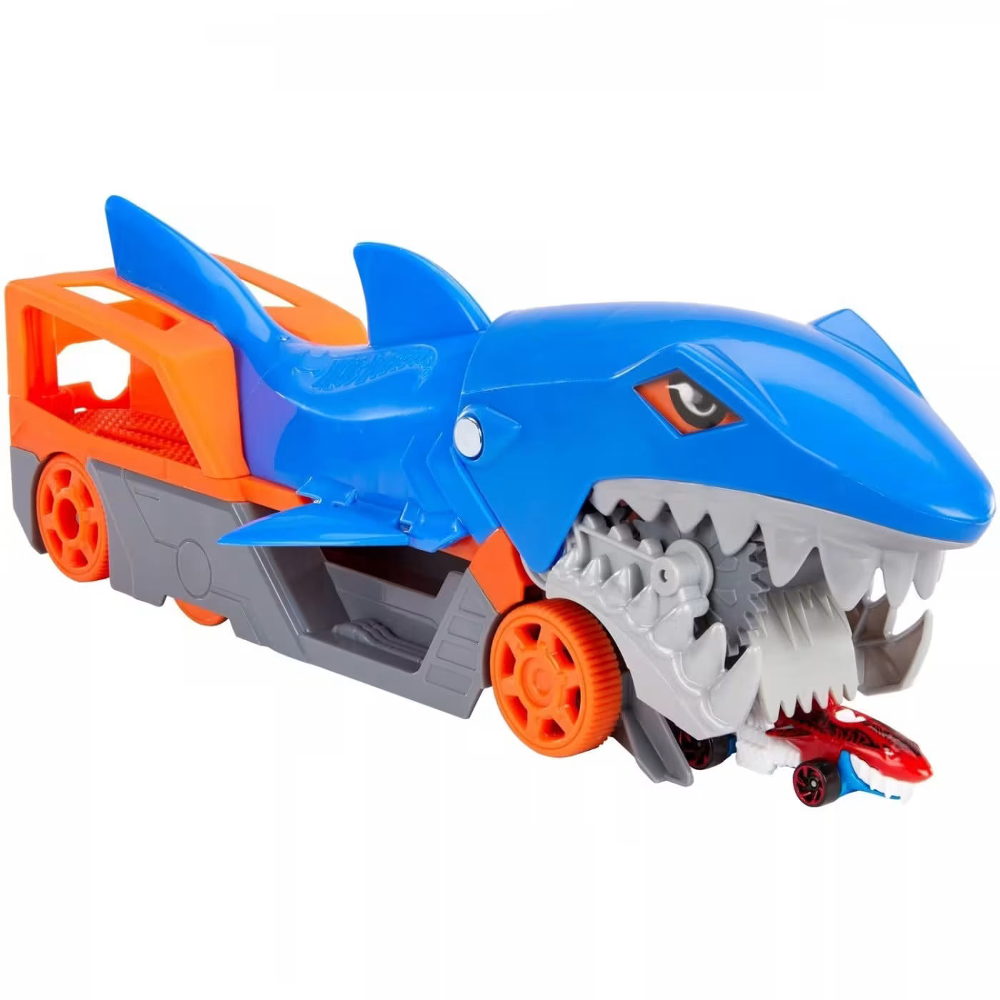 Mattel Hot Wheels Shark Chomp Transporter Νταλίκα Καρχαρίας Με Ένα Αυτοκίνητο Κλίμακας 1:64 GVG36