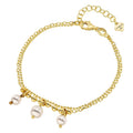 Ασημένιο επίχρυσο βραχιόλι Vogue 6715341 με μπίλιες και 3 μαργαριτάρια.