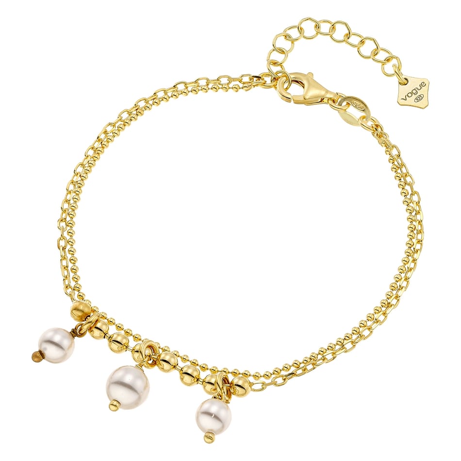 Ασημένιο επίχρυσο βραχιόλι Vogue 6715341 με μπίλιες και 3 μαργαριτάρια.