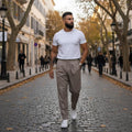 Ανδρικό παντελόνι με πιέτες και κουμπιά- Tapered