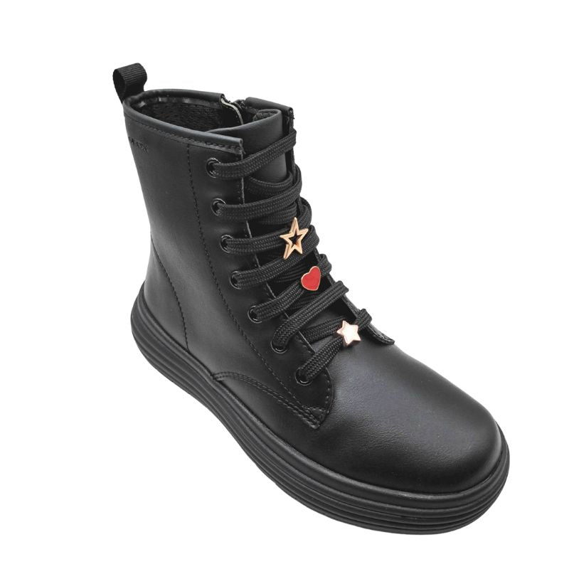 Geox J PHAOLAE G J26ETA 000BC C9999 Μποτάκι για κορίτσι δερμάτινο Μαύρο