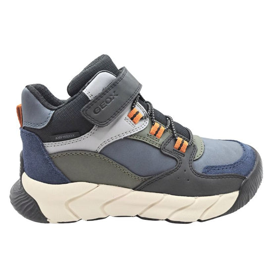 Gox J FLEXYPER PRO B ABX J56NBA 0ME22 C0033 Μποτάκι για αγόρι δερμάτινο Μπλέ-Χακί-Μαύρο