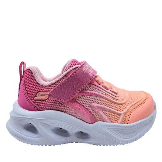 Skechers 303713N/PKMT Αθλητικό με φωτάκια για κορίτσι σε συνθετικό δέρμα κ αδιαβροχοποιημένο ύφασμα Σομόν-Ροζ