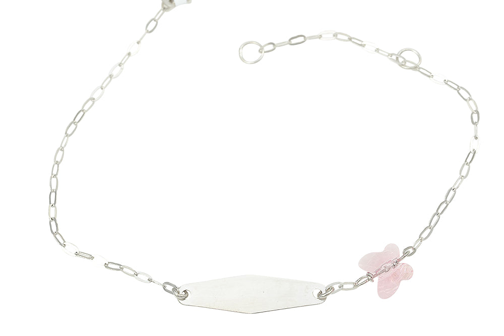 Παιδική Λευκόχρυση Ταυτότητα Κ9, Με Ροζ Πεταλούδα.
