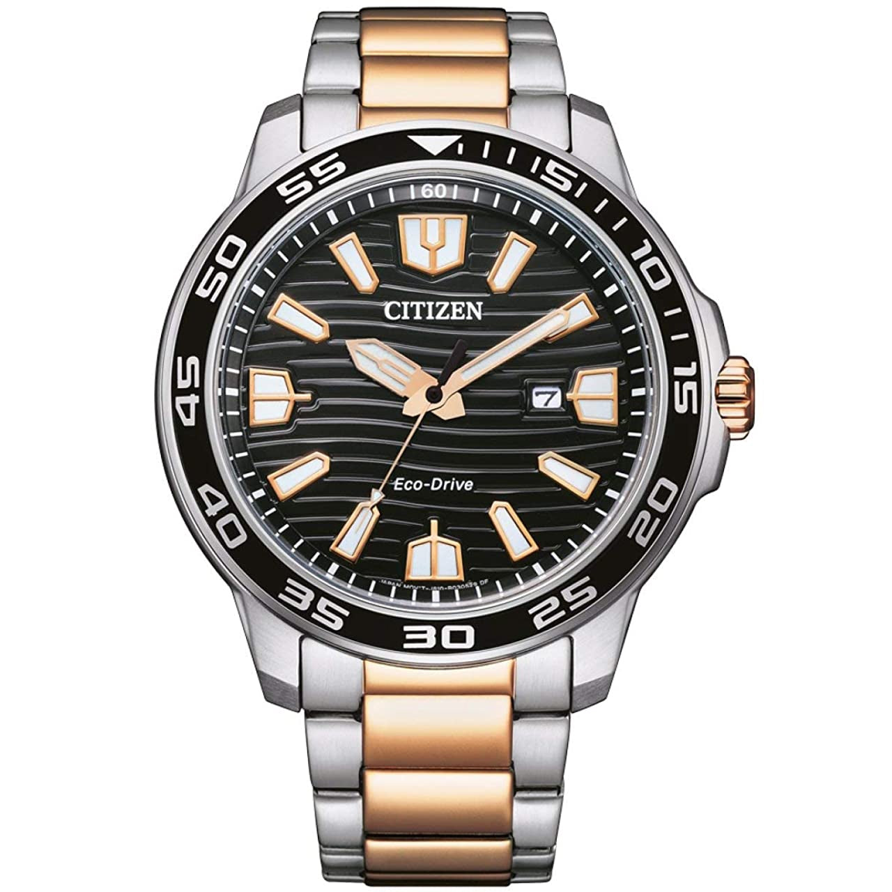 Δίχρωμο ρολόι Citizen AW1524-84E με μαύρη πλάκα.