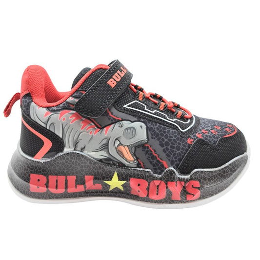Bull boys T-REX DNAL5140 B00-NE01 Αθλητικό με φωτάκια για αγόρι σε συνθετικό δέρμα και ύφασμα Κόκκινο-Μαύρο