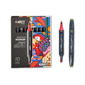 SKETCH MARKER 10 UNIQUE COLOURS SOFT BRUSH AND CHISEL TIP ALCOHOL BASED INK SEAMLESS BLENDING