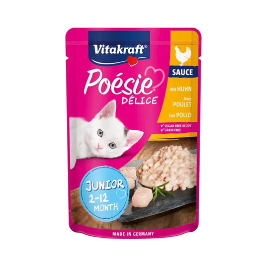 VITAKRAFT ΦΑΚΕΛΑΚΙ ΓΑΤΑΣ POESIE DELISAUCE CHICKEN JUNIOR  85G