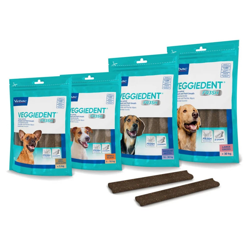 VIRBAC VEGGIEDENTS DENTAL SMALL ΓΙΑ ΚΑΤΩ ΤΩΝ 10KG ΜΕ ΧΛΩΡΕΞΙΔΙΝΗ 15ΤΜΧ 224G