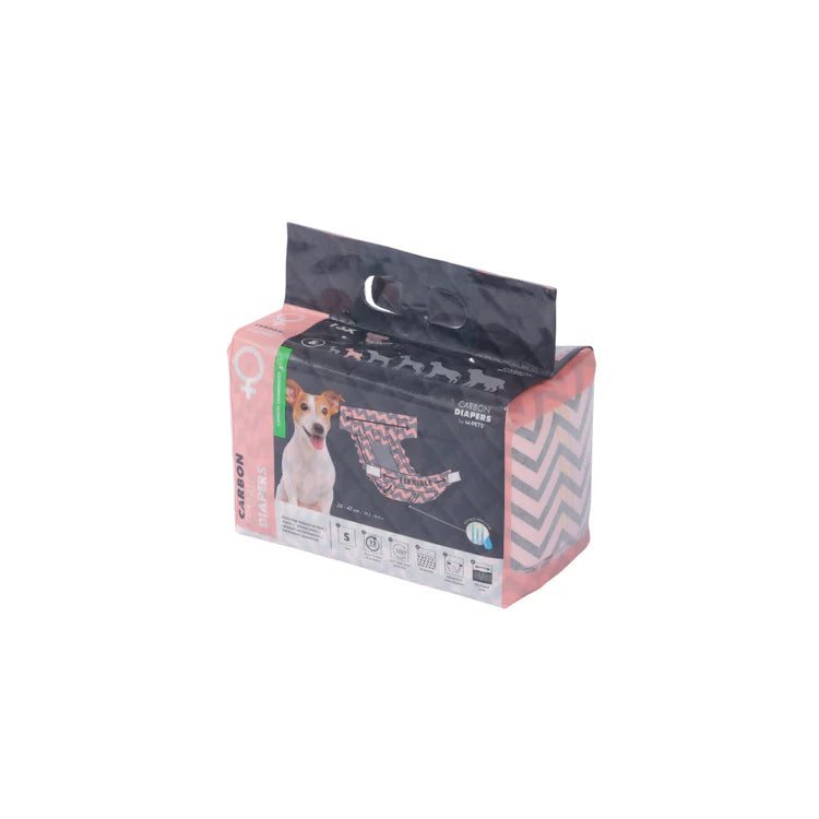M-PETS CARBON DIAPERS - FEMALE DOG (S) 15TMX 26 - 42CM