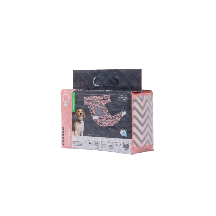 M-PETS CARBON DIAPERS - FEMALE DOG (M) 15TMX 28 - 48CM