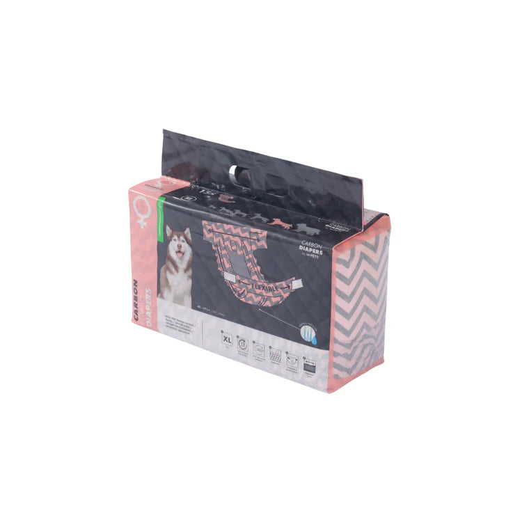 M-PETS CARBON DIAPERS - FEMALE DOG (XL) 15TMX 40 - 60CM