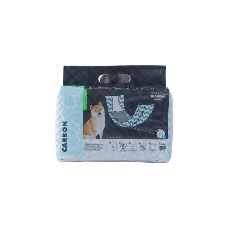 M-PETS CARBON DIAPERS - MALE DOG (L) 18TMX 40 - 52CM