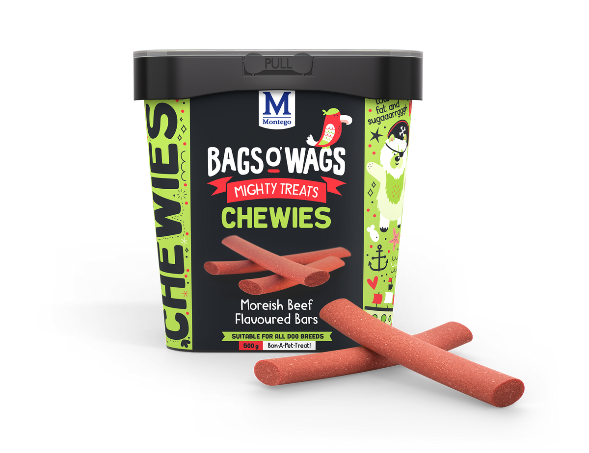 BAGS O' WAGS CHEWIES BEEF BARS 500G