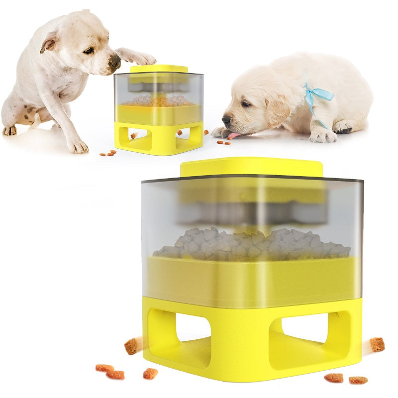 SQUARE FUN PET FEEDER-A BR YELLOW 171X171X186MM