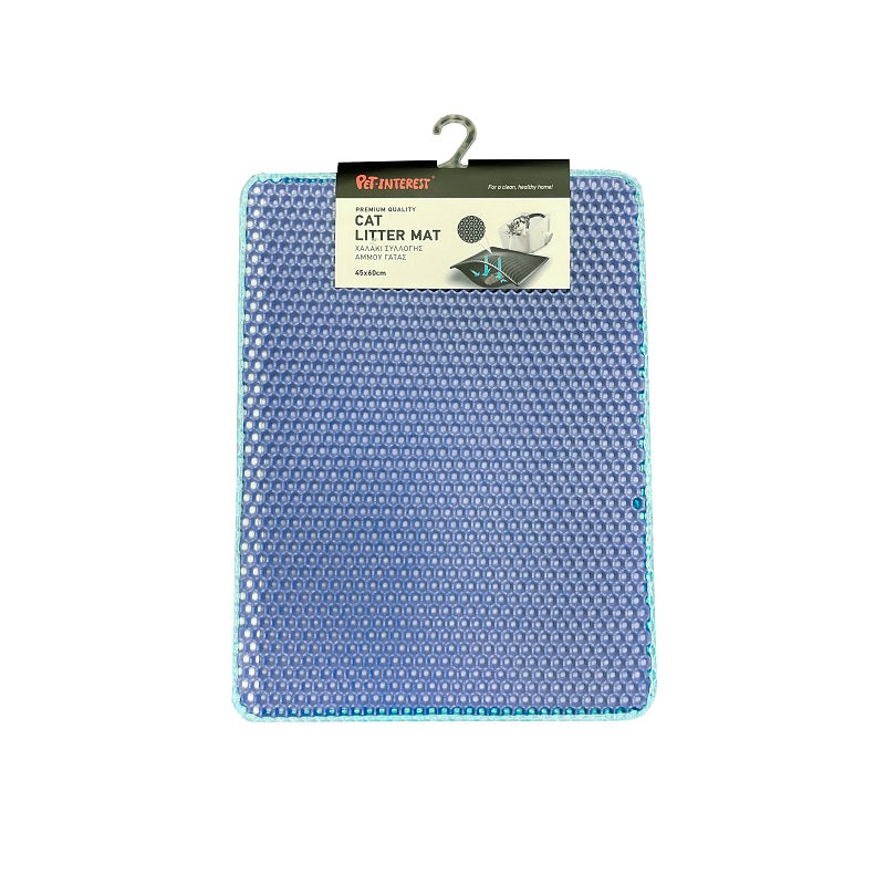 CAT LITTER MAT W VELCRO 45X60CM BLUE