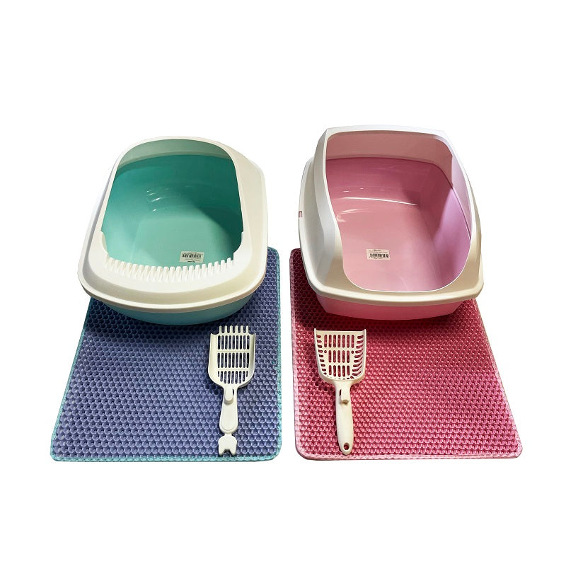 CAT LITTER MAT W VELCRO 45X60CM BLUE
