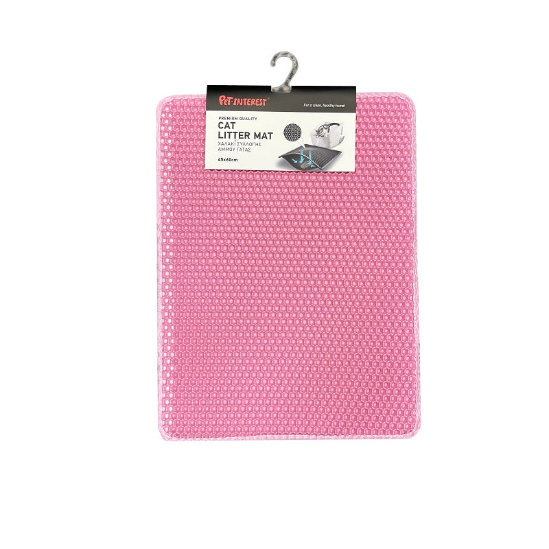 CAT LITTER MAT W VELCRO 45X60CM PINK