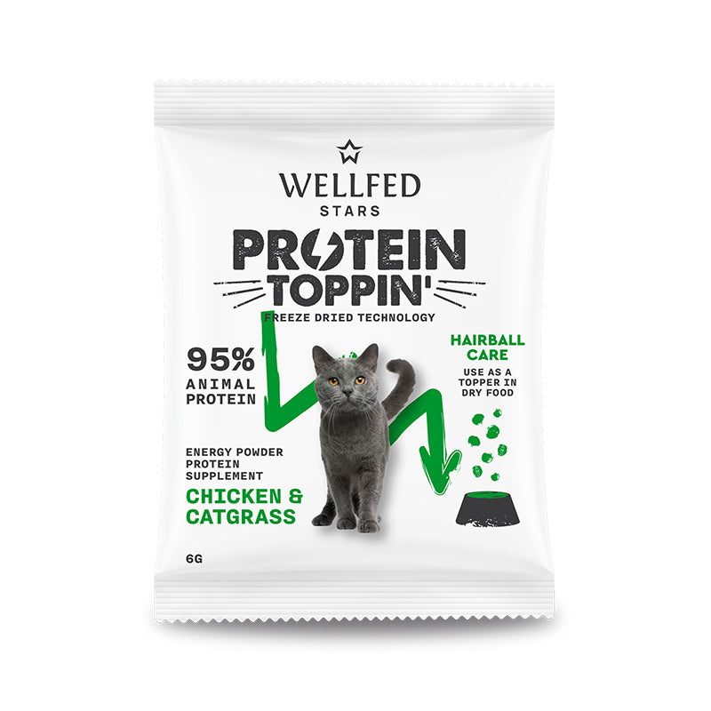 WELLFED F.D. PROTEIN TOPPIN' CHICKEN & CATGRASS 6G