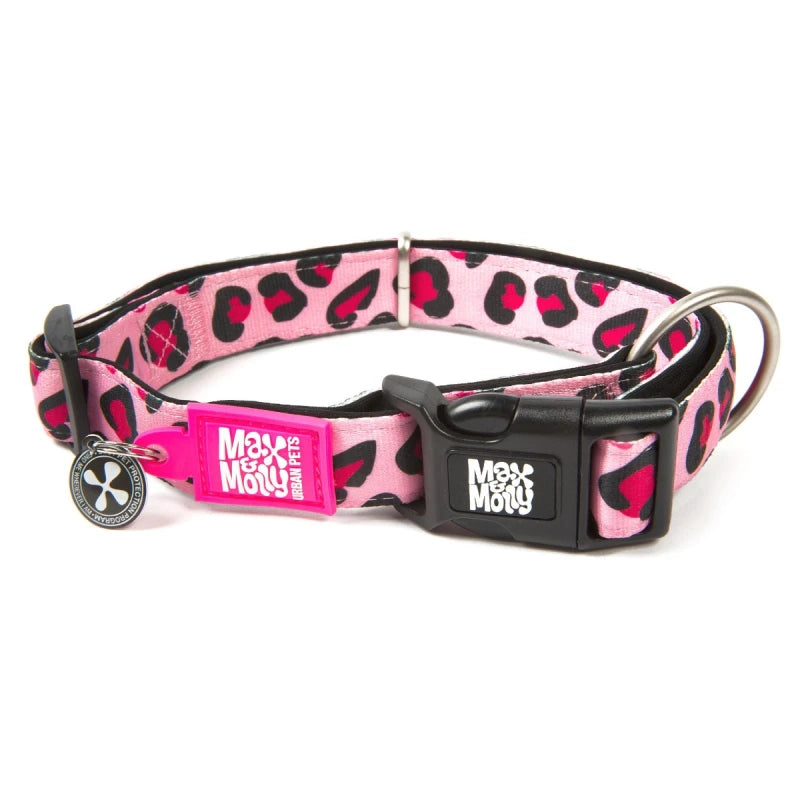 MAX & MOLLY SMART ID COLLAR - LEOPARD PINK/S 1,5CMX28-45CM