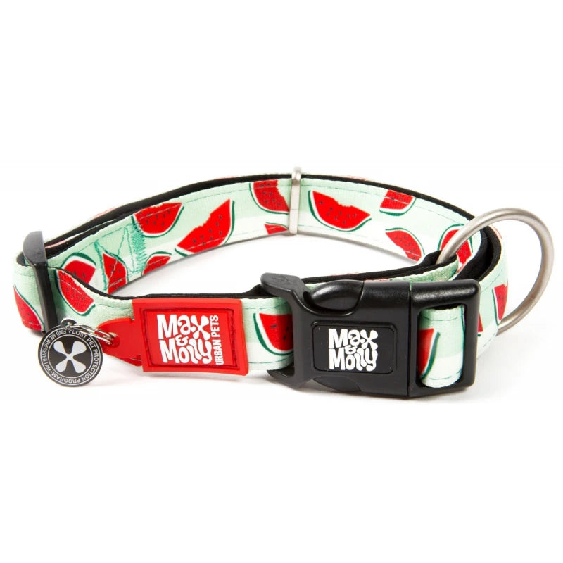 MAX & MOLLY SMART ID COLLAR - WATERMELON/M 2,0CMX34-55CM