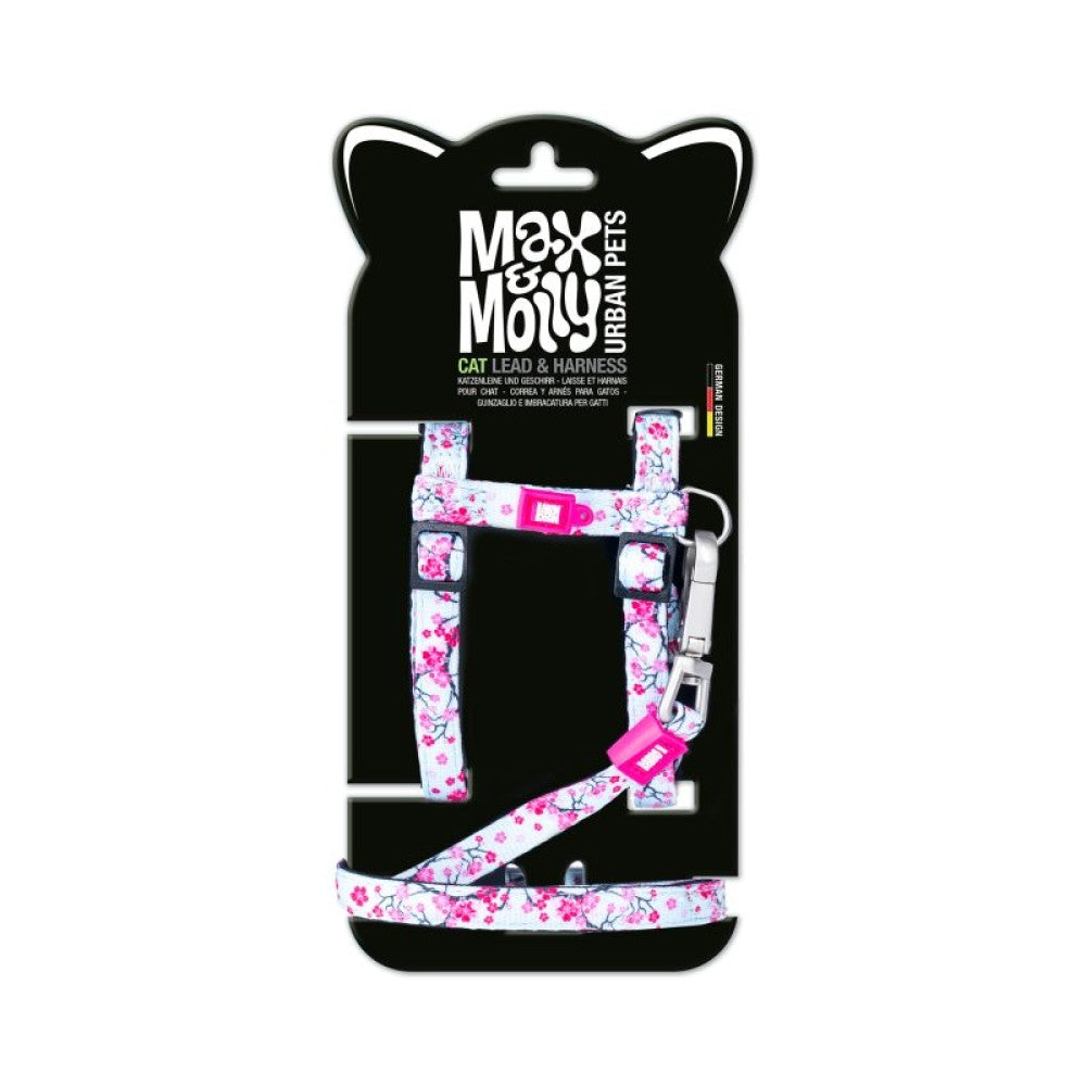 MAX & MOLLY CAT HARNESS/LEASH SET - CHERRY BLOOM/1 SIZE