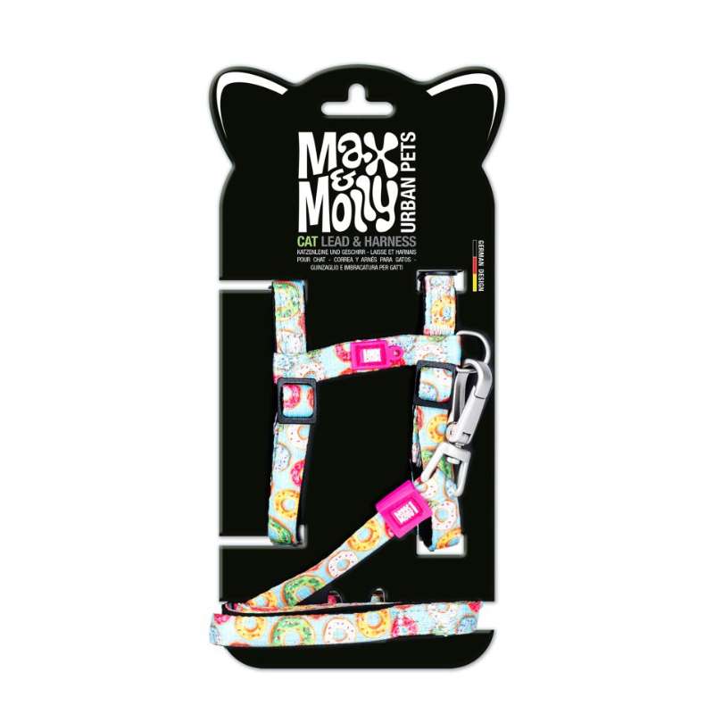 MAX & MOLLY CAT HARNESS/LEASH SET - DONUTS/1 SIZE