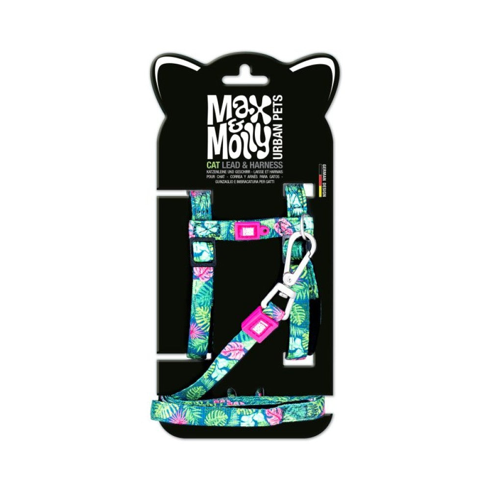 MAX & MOLLY CAT HARNESS/LEASH SET - TROPICAL/1 SIZE