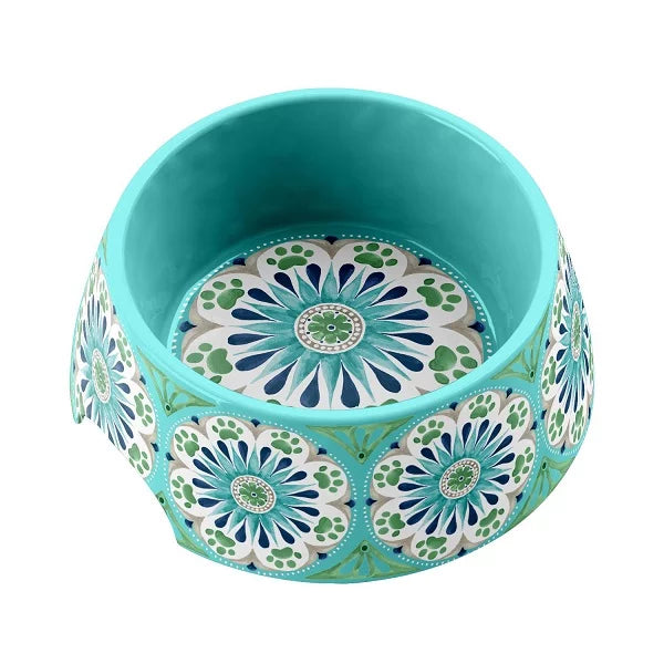 CARMEL MEDALLION PET BOWL TURQUOISE/M 591ML