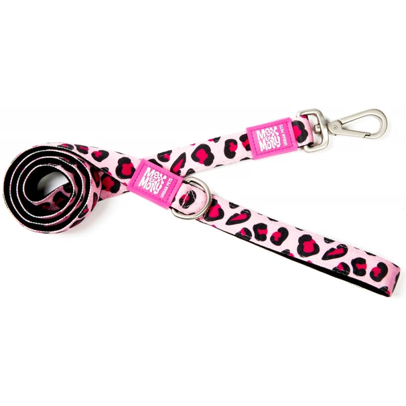 MAX & MOLLY SHORT LEASH - LEOPARD PINK/XS 1CMX120CM