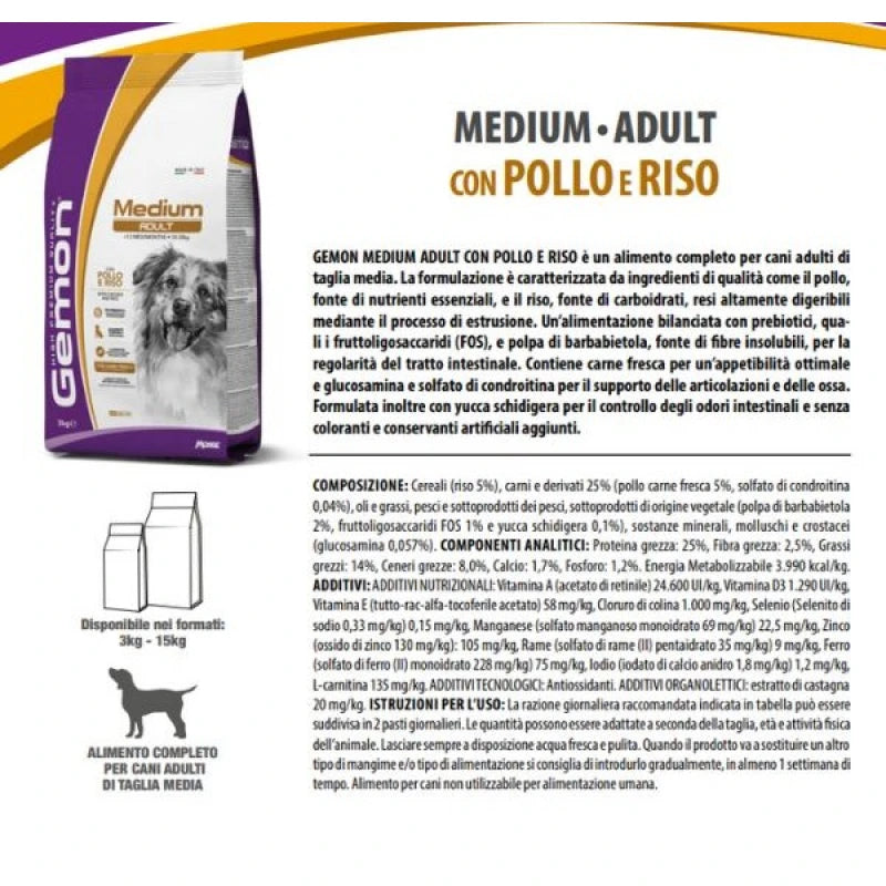 GEMON DOG ADULT MEDIUM CHICKEN 3KG