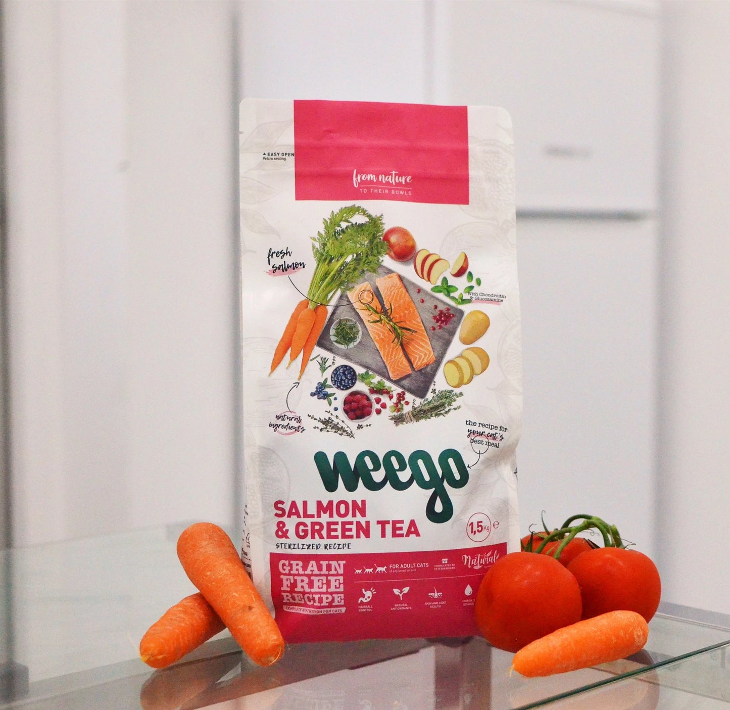 WEEGO CAT SALMON & GREEN TEA STERILIZED 1,5KG