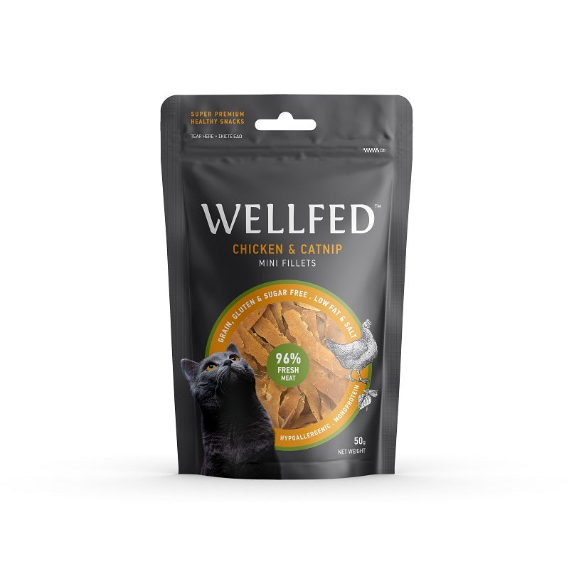 WELLFED MINI CHICKEN FILLETS +CAT NIP 50G