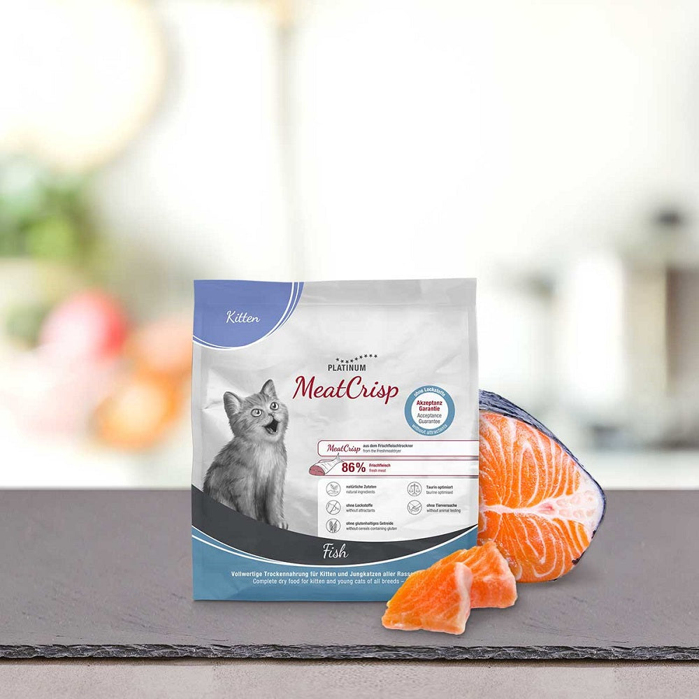 PLATINUM MEATCRISP KITTEN FISH ΑΠΟΞΗΡΑΜΕΝΗ ΞΗΡΑ ΤΡΟΦΗ ΓΙΑ ΓΑΤΑΚΙΑ ΜΕ 86% ΦΡΕΣΚΟ ΨΑΡΙ 400GR