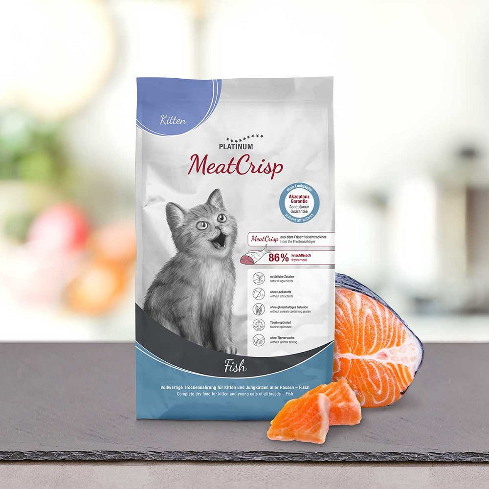 PLATINUM MEATCRISP KITTEN FISH ΑΠΟΞΗΡΑΜΕΝΗ ΞΗΡΑ ΤΡΟΦΗ ΓΙΑ ΓΑΤΑΚΙΑ ΜΕ 86% ΦΡΕΣΚΟ ΨΑΡΙ 1.5KG