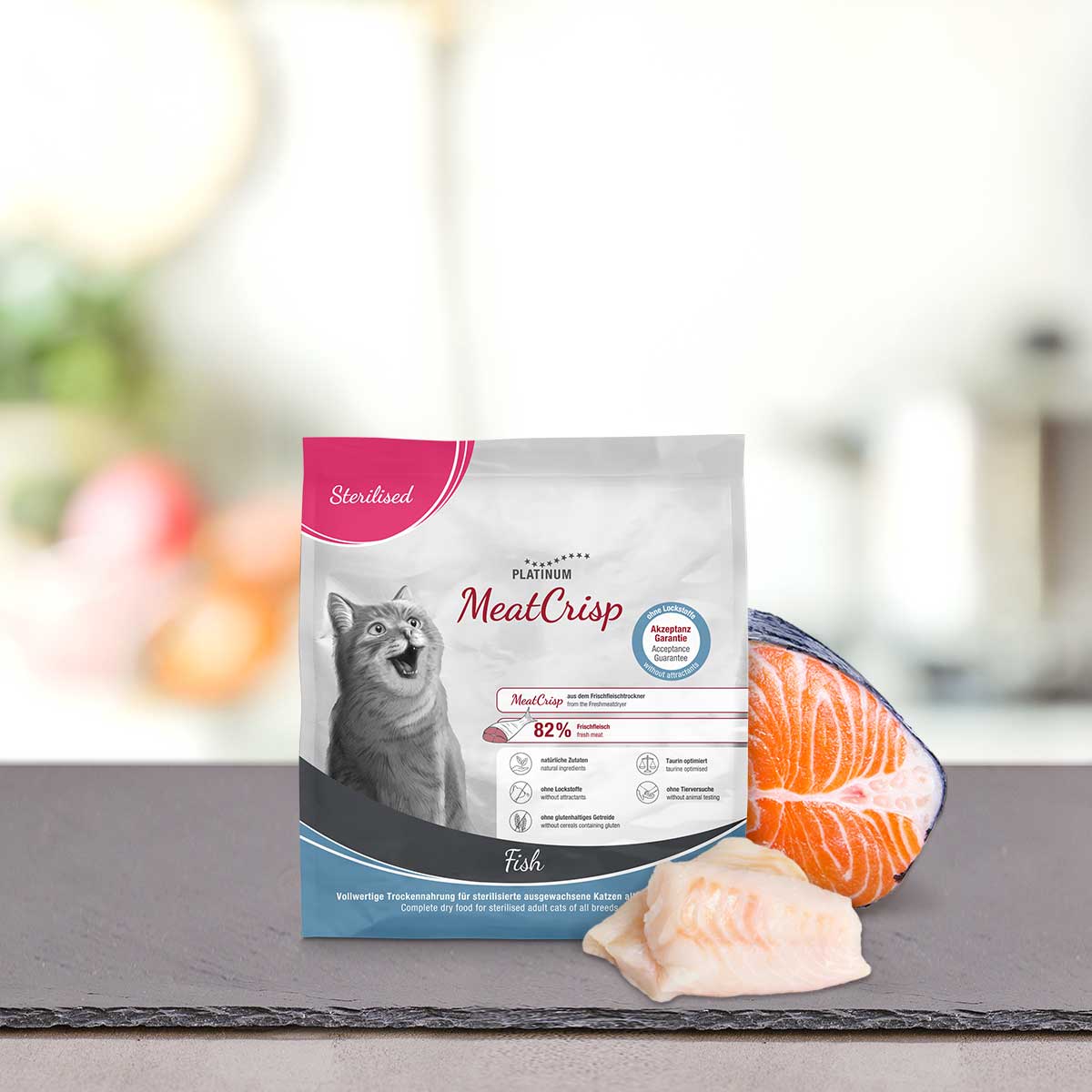 PLATINUM MEATCRISP STERILISED FISH ΑΠΟΞΗΡΑΜΕΝΗ ΞΗΡΑ ΤΡΟΦΗ ΜΕ 83% ΦΡΕΣΚΟ ΨΑΡΙ 400GR